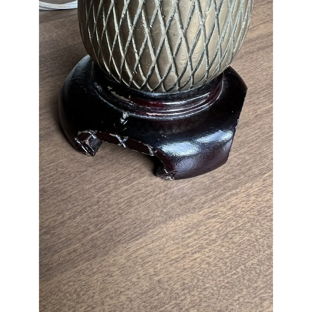 Vintage Retro Brass Pineapple Lamp On Wooden Base Andrea By Sadek‎ Candlestick